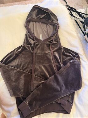 Alo Yoga Velour Layer Cropped Hoodie- velvet deep purple